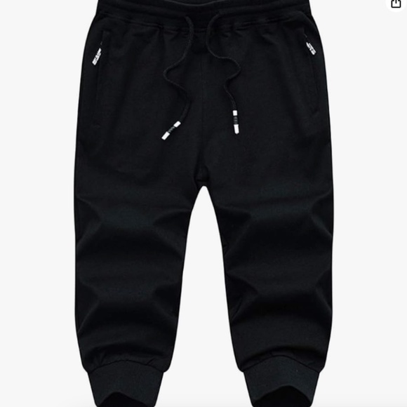 Set of 2 Men's 3/4 Jogger Pants Zipper Pockets Slim Fit Training Shorts Sz.M - Picture 2 of 8